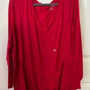 Lane Bryant 26/28 Red v neck long sleeve tee, new, tag on